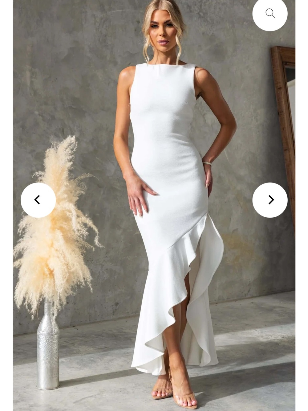 Sculpted White Ruffle-Hem Wedding Gown